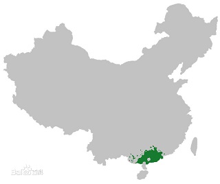 Map of the Cantonese Speaking Erea